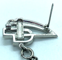 1930s PENNINO Sterling & Rhinestone Art Deco Lapel Brooch & Fob Watch