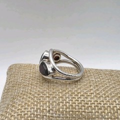 Handcrafted 925 Sterling Silver Red Garnet Modernist Ring Size 6.5