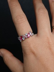 Sterling Silver Pink Topaz & CZ Ring Size 7