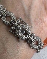 FAS STERLING SILVER 925 & CRYSTAL LINK BRACELET JEWELRY SAFETY CLASP 7.5” 🩶