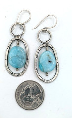 Vintage Artisan Sterling Silver Blue Larimar Dangle Drop Earrings