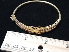 Beautiful Vtg Authentic Ruby Sapphire CZ Cubic Zirconia Gold Plated Bracelet