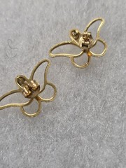 Vtg nos Butterfly Aquamarine prong rhinestone pierced Earrings