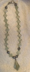 VTG Golden Prehnite Stone Pendant Necklace