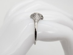 Antique 1920s $3000 .75ct Old Euro VS G Diamond 19k White Gold Filigree Ring