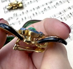 Vogue Bijoux Couture Poured Glass Enamel Floral Clip Earrings Rare Runway Style