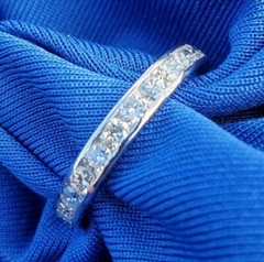 Original EARTH MINED DIAMOND Deco Wedding Band ETERNITY Anniversary Ring S 6.25
