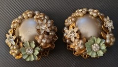Miriam Haskell Vintage 1940s Unsigned Earrings.