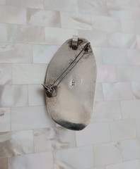Vintage Modernist 935 Sterling Silver Natural Lapis Lazuli Pendant/Brooch 2-1/8″