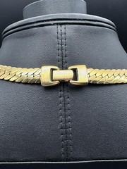 Vintage Napier Necklace Textured Gold Tone Art Deco Style Fold Over Clasp Signed