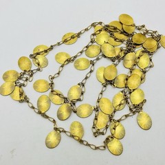 Vintage Coin Link Necklace Gold Tone Etruscan Revival Flapper Opera Length 52″