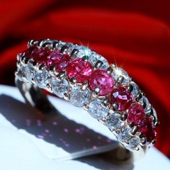 14k yellow gold 1.50ct natural diamond size 6.75 ring ruby band heated 4.95gr