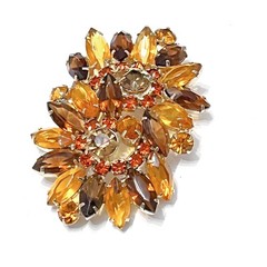 Vintage Corbel Jewelry Brand Rhinestone Brooch Earring Set On Cards Unworn 1960s