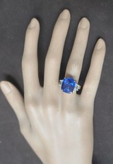 Vintage 18k Platinum Engagement Ring 10.41CT.Natural Cushion Blue Sapphire GIA