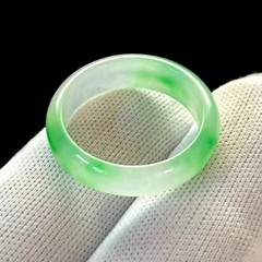 US Size 9.75, Burmese Translucent Natural Jade Jadeite Ring Band