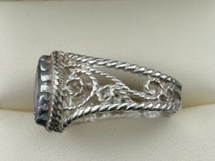 925 Sterling Silver Vintage Sky & Swiss Blue Topaz Designer Rings Sz. 8 & 8.5