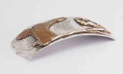 One of a kind sterling silver brass large vintage artisan hand signed pin brooch