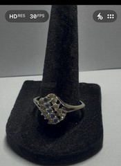 Vintage 925 Sterling Silver Sapphire Diamond Accent Cluster Ring Size 10 2.68g