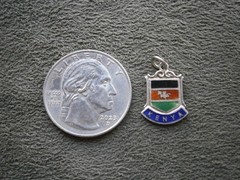 Kenya Africa Vintage Sterling Silver Enamel Travel Shield Bracelet Charm 1.6g