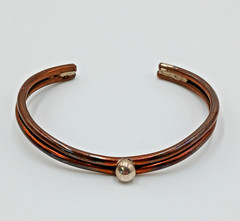 VTG Sterling Signed Cuff Bracelet 2.5in Unisex Solid Stacked Tube 15g Bead