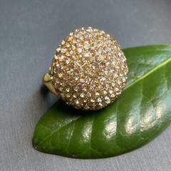 Vintage Cocktail Ring Estate Jewelry Pre-owned Champagne Crystal Dome Any Size
