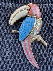 Vintage Hattie Carnegie Enamel & Rhinestone Bird/Toucan Brooch, Unsigned