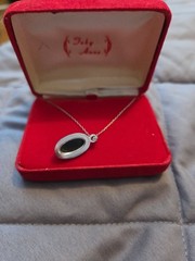 Toby Anna Vintage Black Onyx Pendant Necklace 925 Sterling Silver 18″ Chain