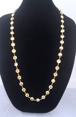 Vintage Aura Borealis Peacock Faceted Round Crystal Necklace Brilliant 35″ Long