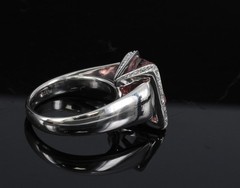 Asymmetric 6.72ct Natural Pink Tourmaline 0.22ct Diamond Platinum Ring Size 6.5