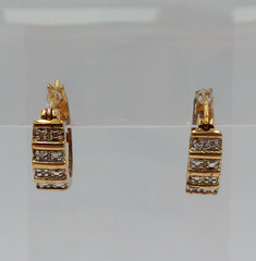 Ross Simons 925 CZ Hoop Earring 0.75in Sterling Silver 4gtw Gold Vermeil Channel