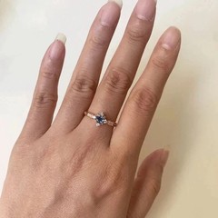 Art Deco London Blue Topaz Diamond 14k Yellow Birthday, Wedding, Engagement Ring