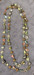 54″ MUDD Silver-T Multi-color Flapper Necklace Shell Crystal Wood Metal Bead