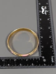 Vintage Pink Beige Cream Enamel Geometric Gold Tone Bangle Bracelet 8.5 in
