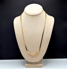 Serpentine Style Shiny Gold Tone Chain Necklace Womens Mens Vintage 24 inch