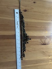 Vintage Beaded Bib Statement Necklace Green Brown Black Adjustable Fringe Boho