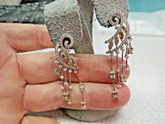 Stunning 4.00ct 18k wg Champagne & White Diamond Chandelier Earrings Make Offer