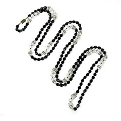 French Jet, Clear Crystals and Rhinestone Rondelles Very LONG Necklace (NK2237)