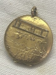 GORGEOUS ART DECO GOLD FILLED PHOTO LOCKET PENDANT.AIRPLANE DESIGN c1920