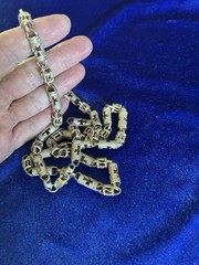 Vintage Sterling Roman Cross Shield &Columns Barrel Bead Handmade Necklace Nice!