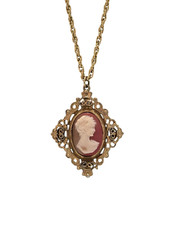 Vintage 23″ Gold Tone Rope Chain Necklace w/ Cameo Medallion Pendant
