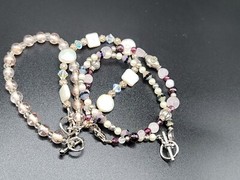 Lot Of 4 Vintage Glass Beaded Multicolored 7.5″ Bracelets Toggle Clasp