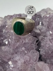 Vintage Sterling Silver Malachite Ring Size 8.5