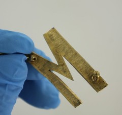 Vintage Mamselle Letter M Pin – Etched Brushed Goldtone – Initial