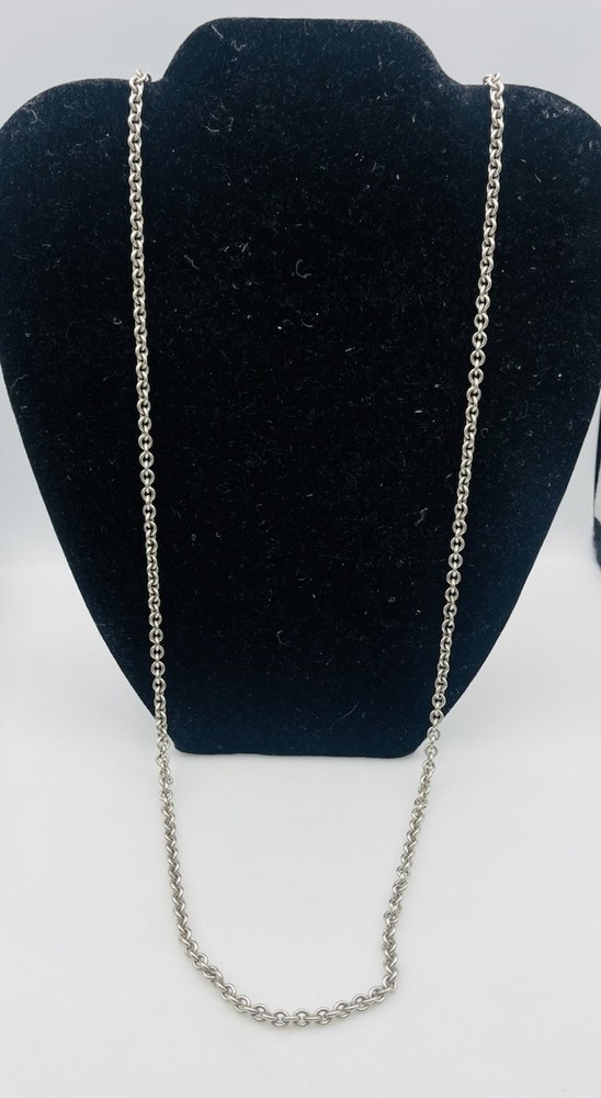Vintage Sterling Silver Rolo Link Chain Necklace 32″