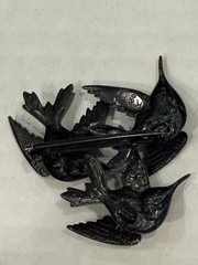 Hummingbirds Figural Brooch Pin K+T Multi Tri-Tone Birds in Flight