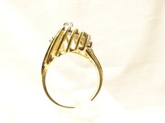 Vintage Unique Mid Century Modern 14 K Gold Diamond Twisted Column Sz 6 Ring RDW