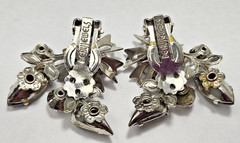 Vintage Beau Jewels Silver Tone Smoky & Clear Rhinestone Clip-On Earrings