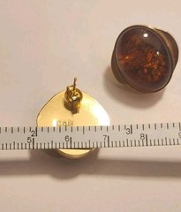 Art Deco Vtg Antique 14kt Solid Gold Huge Amber Hallmark Earrings Not Scrap 7.8g