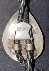 Vtg Southwestern Sterling Silver Turquoise Nugget Bolo Tie by Bennett Pat Pend