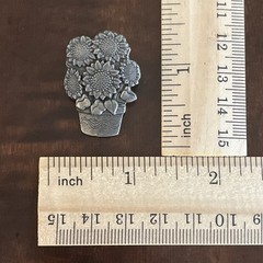 Vintage Birds And Blooms Small Pewter Basket With Sunflower’s Brooch